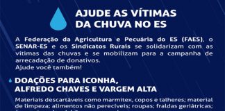Sistema Faes/Senar-ES/Sindicatos Rurais inicia campanha para ajudar famílias prejudicadas pelas chuvas
