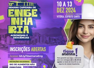 Estão abertas as inscrições para a 12ª Semana da Engenharia, Agronomia e Geociências do ES